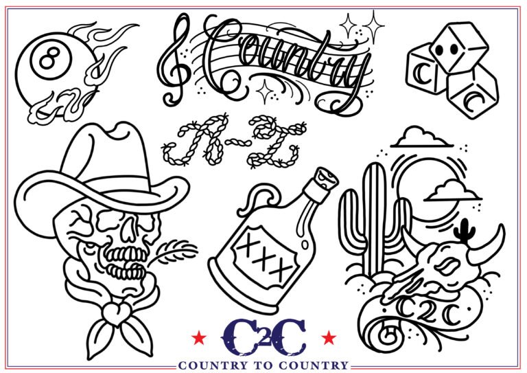 Country to country 2025 old sarum tattoo flash sheet