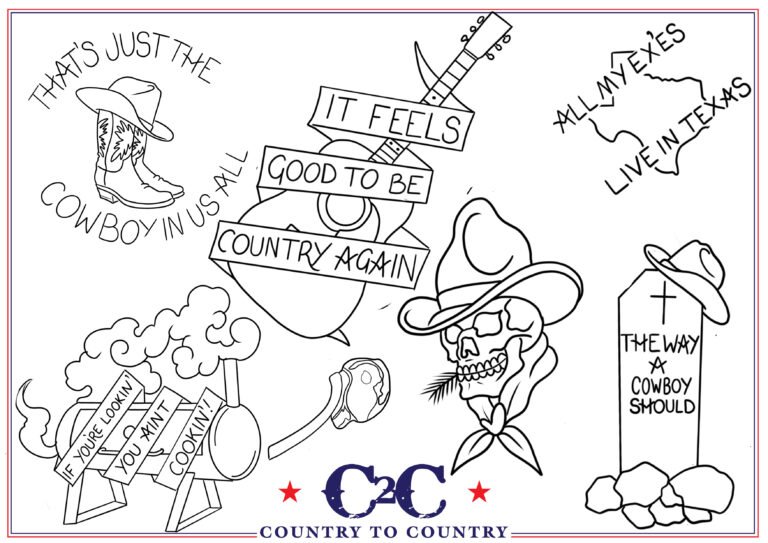 Country to country 2025 old sarum tattoo flash sheet