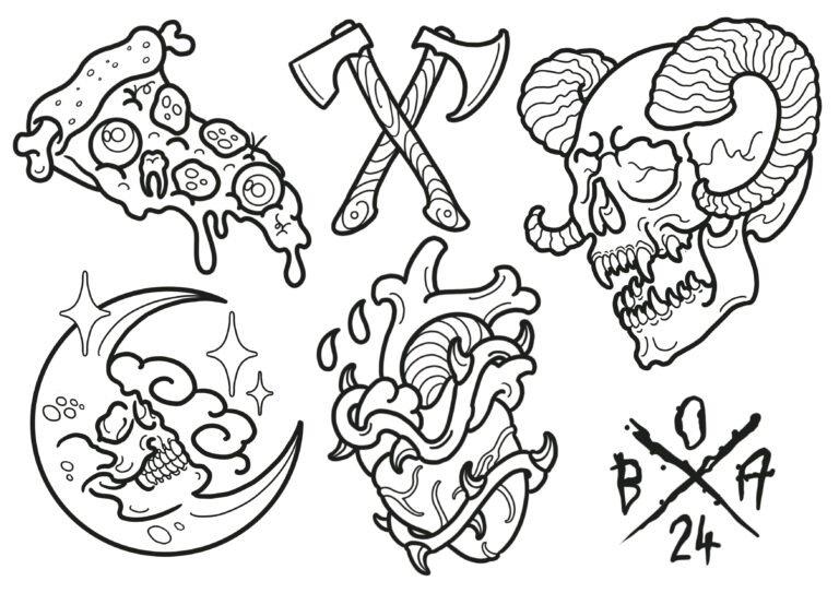 Old Sarum tattoo Bloodstock 2022 Flash sheet